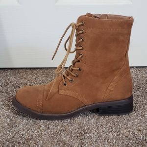 Cognac combat boots